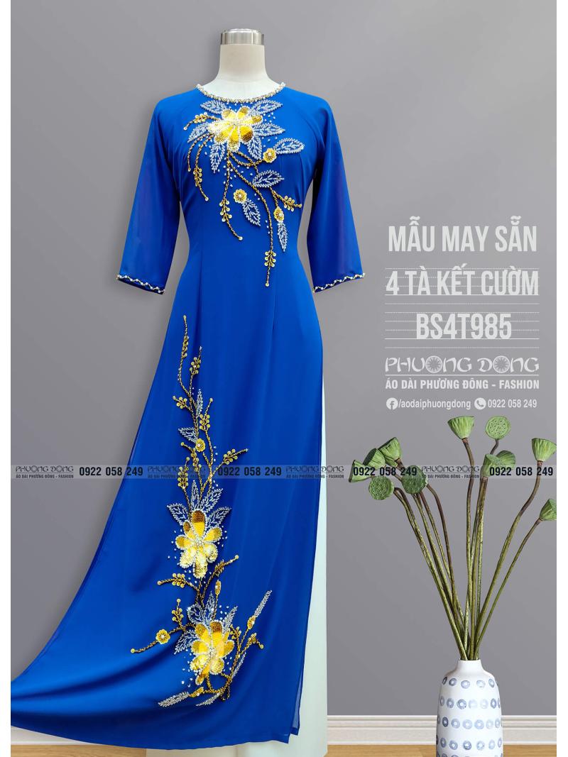 Áo Dài Bà Sui 2 Lớp 4 Tà Kết Cườm Pha Lê BS4T985